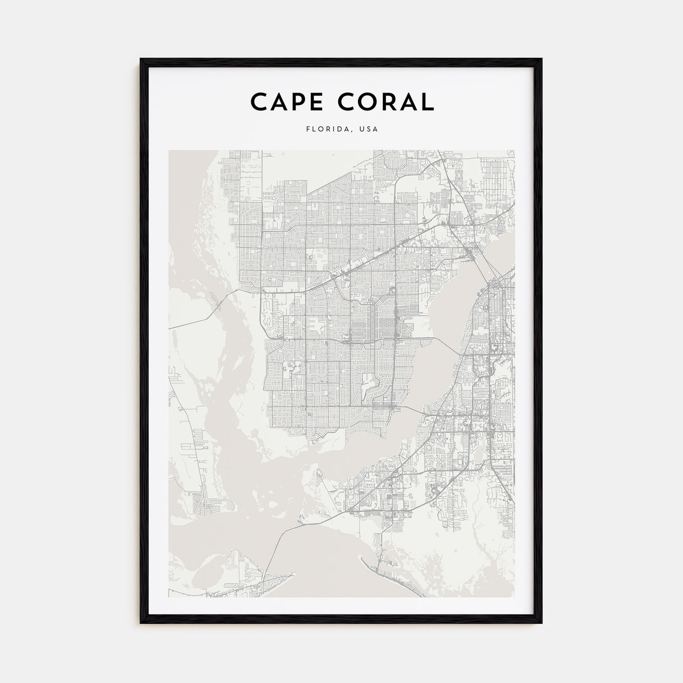 Cape Coral Map Portrait Poster