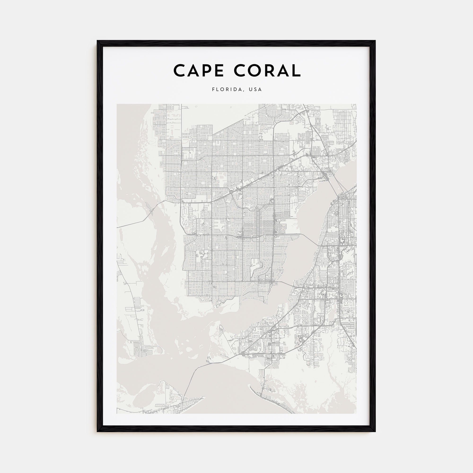 Cape Coral Map Portrait Poster