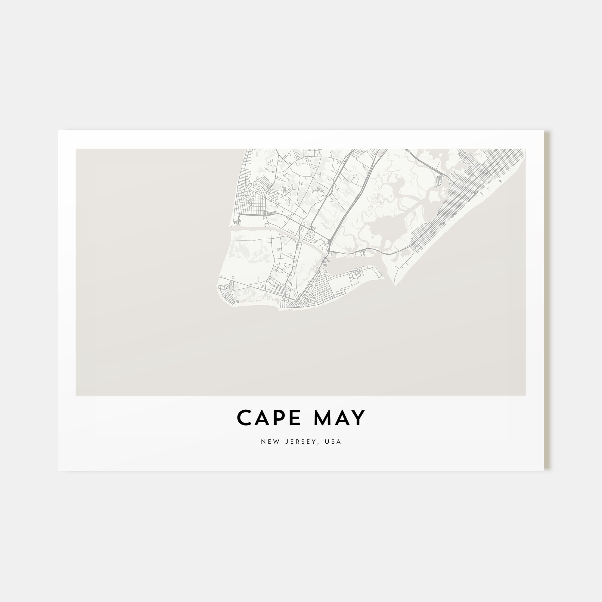 Cape May Map Landscape Poster