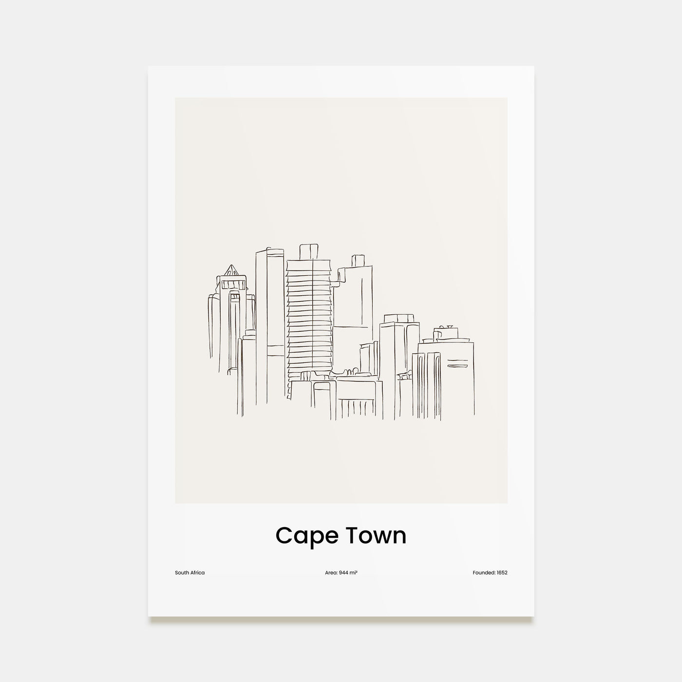 Cape Town Drawn Poster