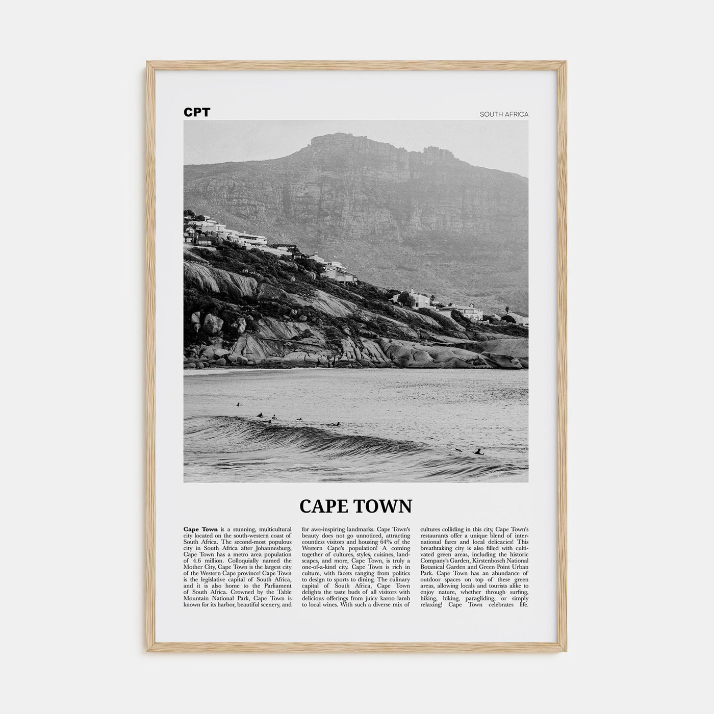 Cape Town Travel B&W No 2 Poster