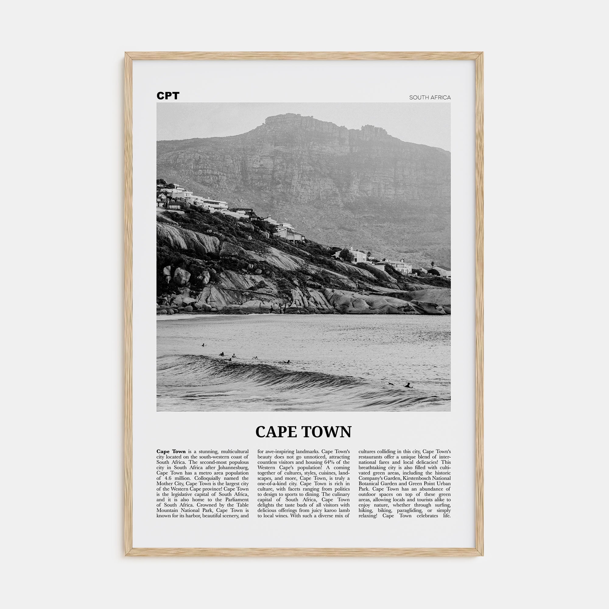 Cape Town Travel B&W No 2 Poster