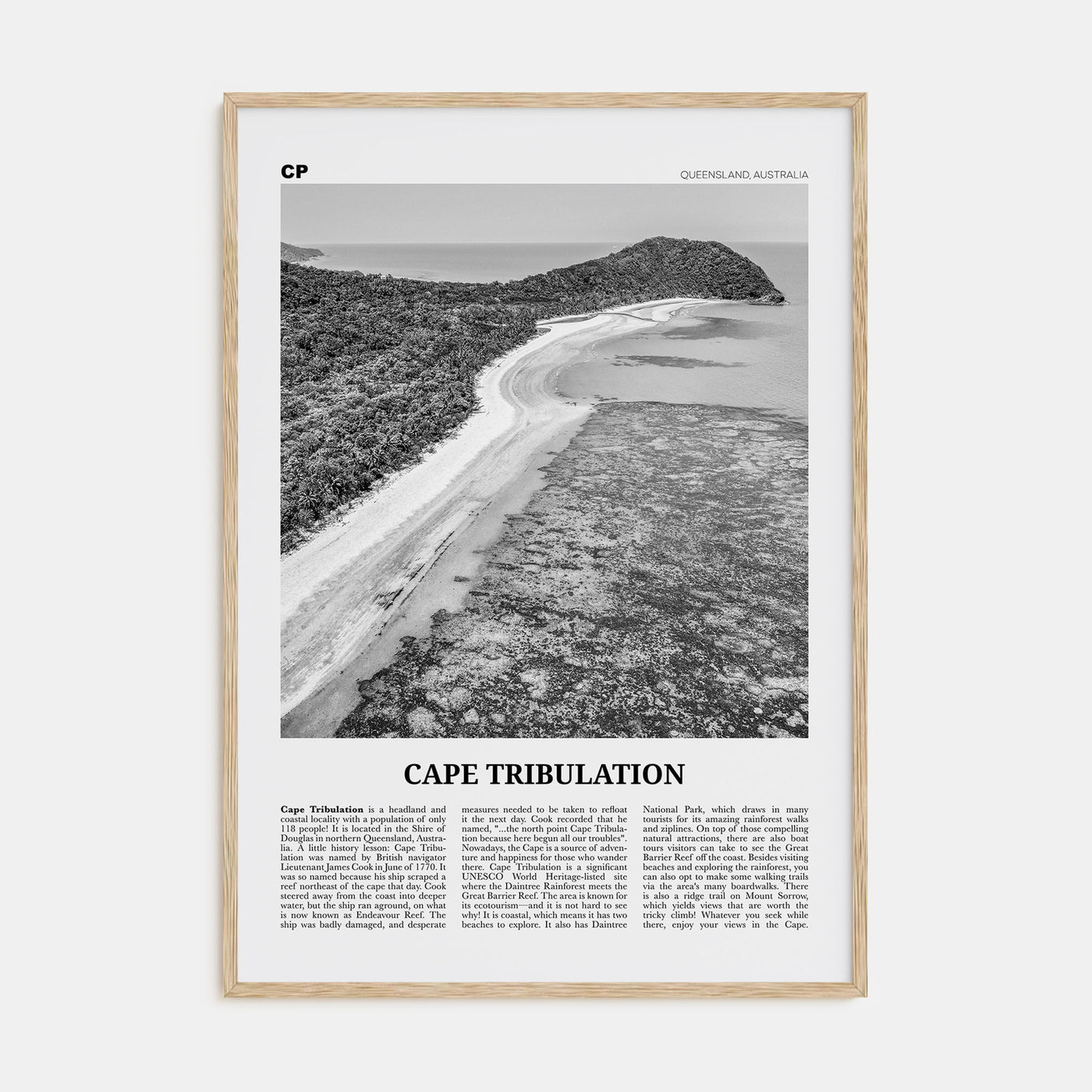 Cape Tribulation Travel B&W Poster