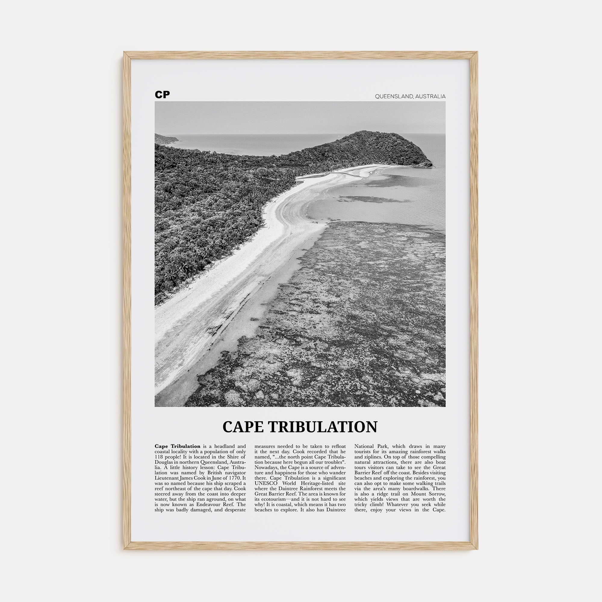 Cape Tribulation Travel B&W Poster