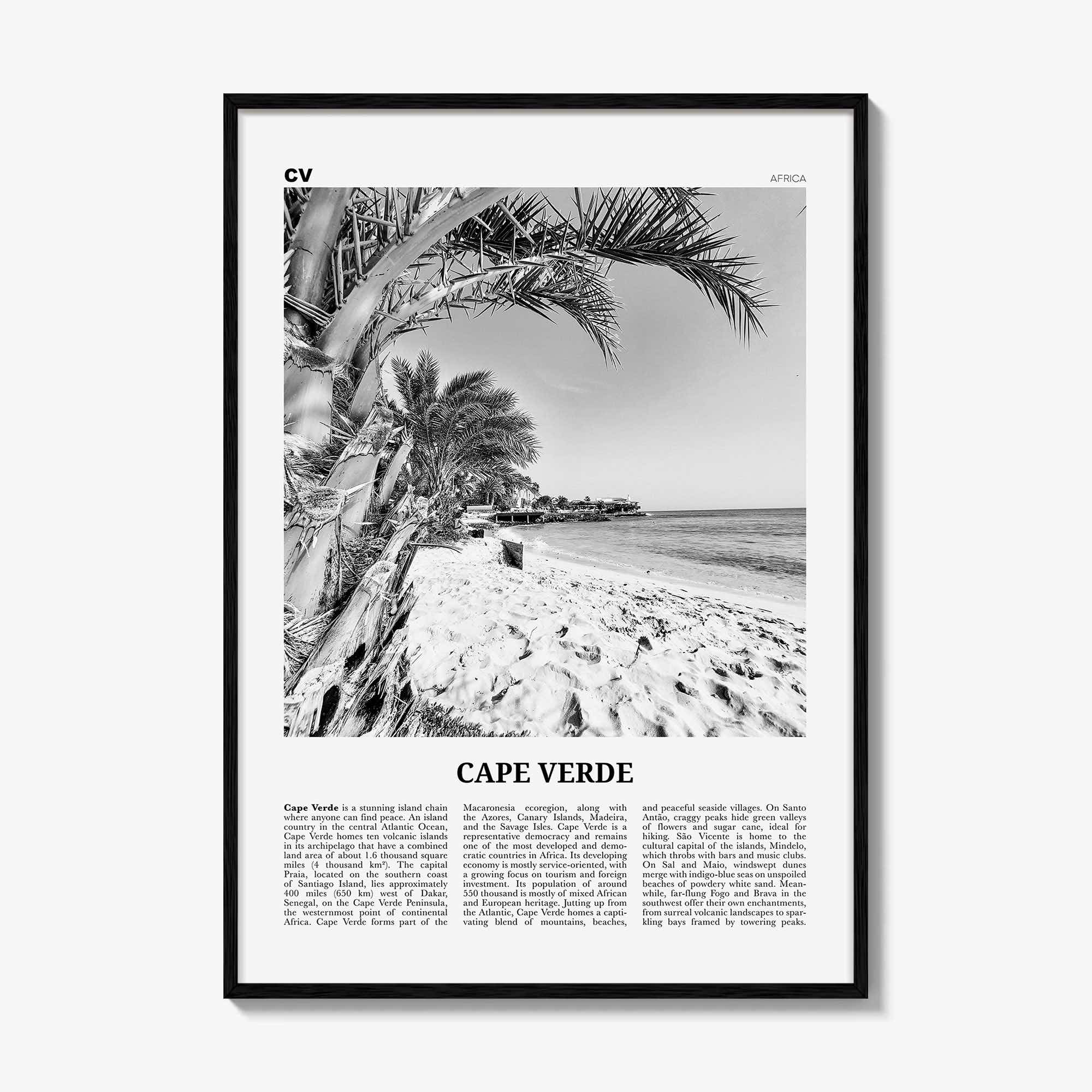 Cape Verde Print Black and White No 1, Cape Verde Wall Art, Cape Verde Poster, Cape Verde Photo, Praia, Cabo Verde, Kabu Verdi, Portugal