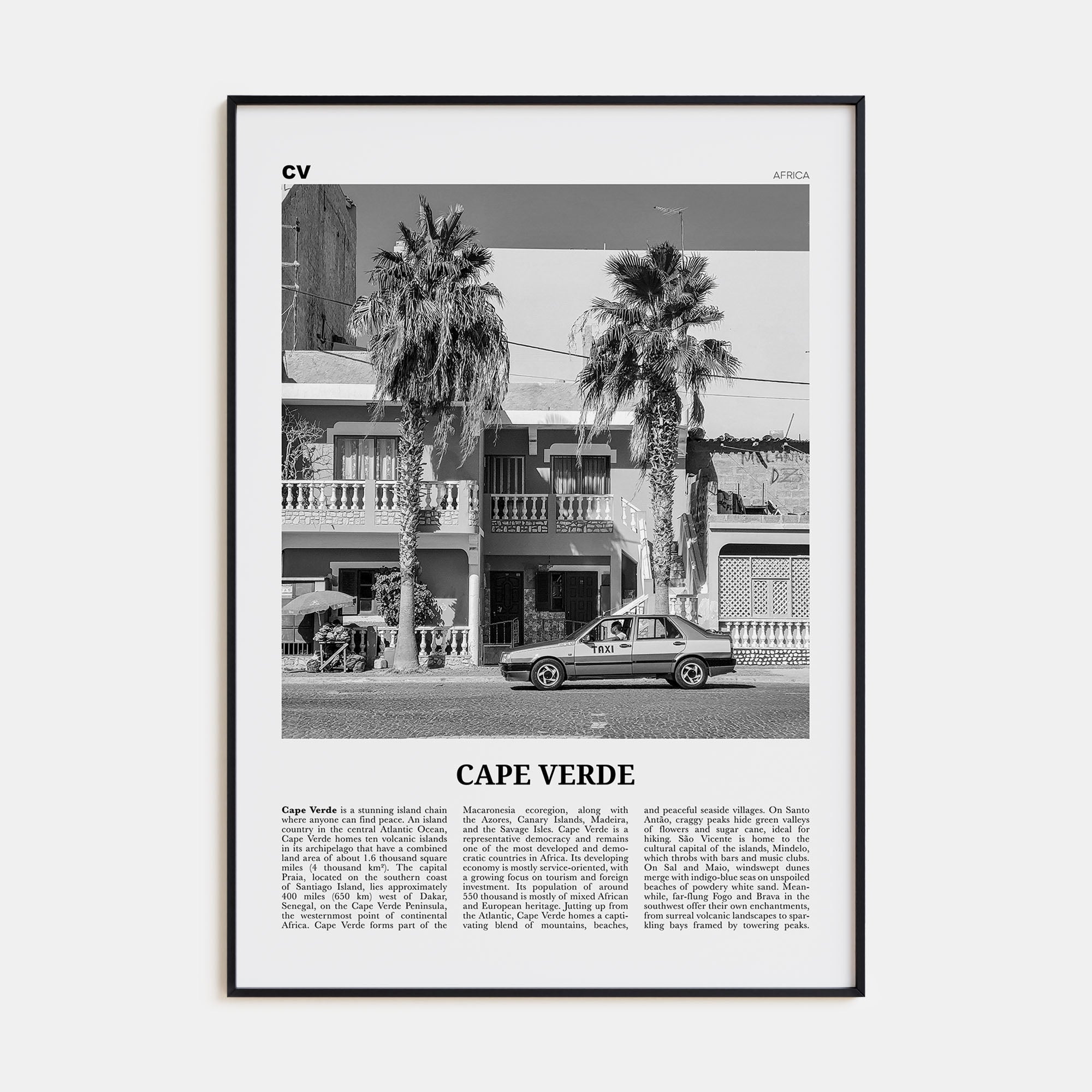 Cape Verde Travel B&W No 2 Poster