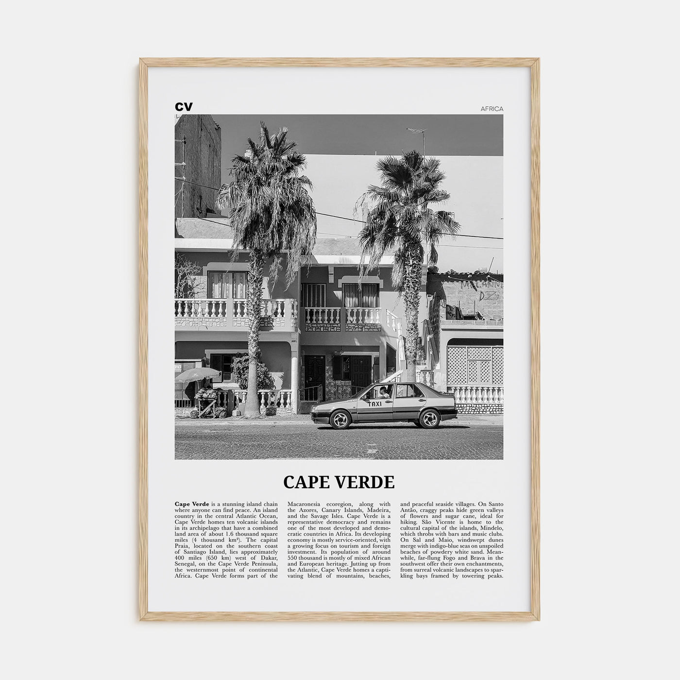Cape Verde Travel B&W No 2 Poster