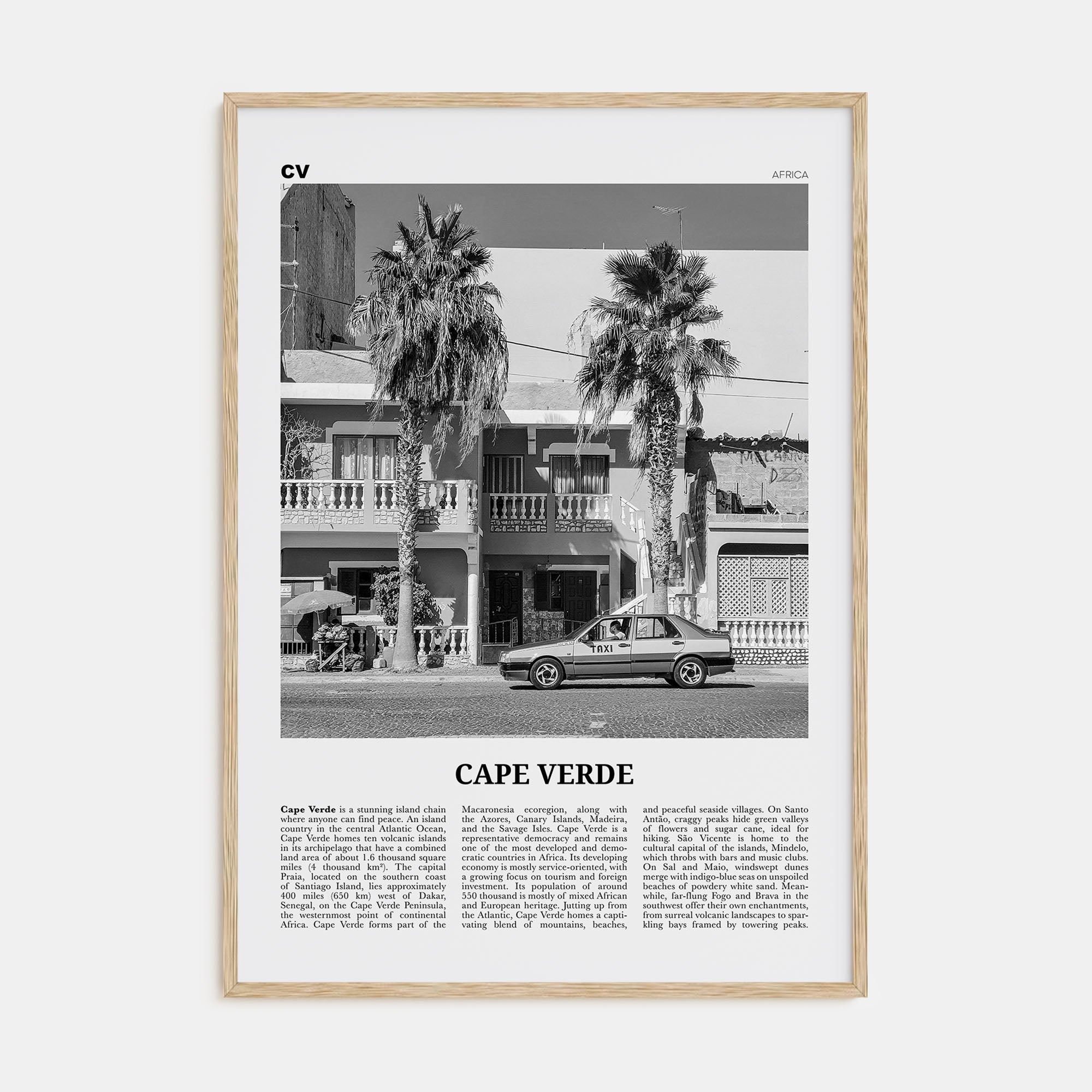 Cape Verde Travel B&W No 2 Poster