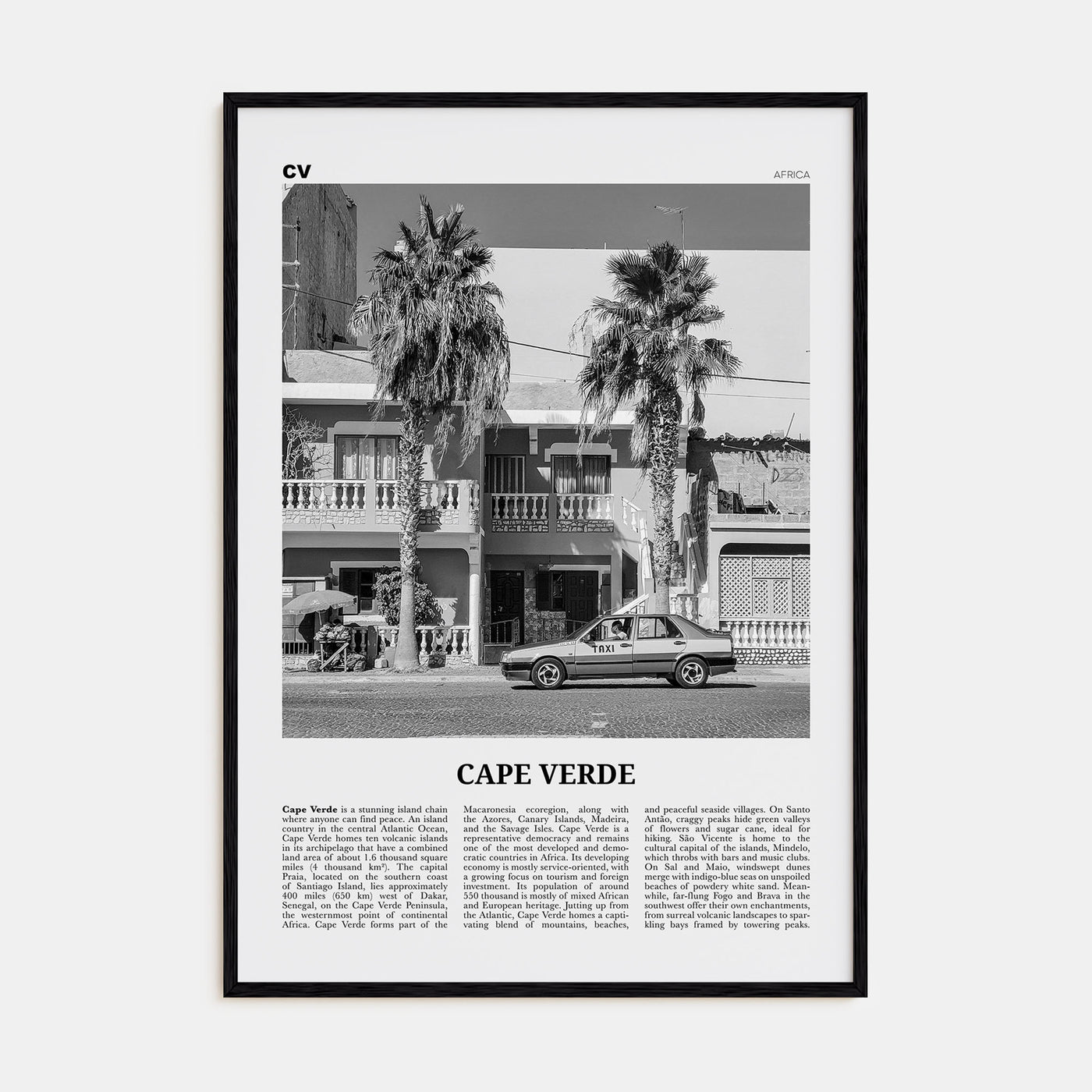 Cape Verde Travel B&W No 2 Poster