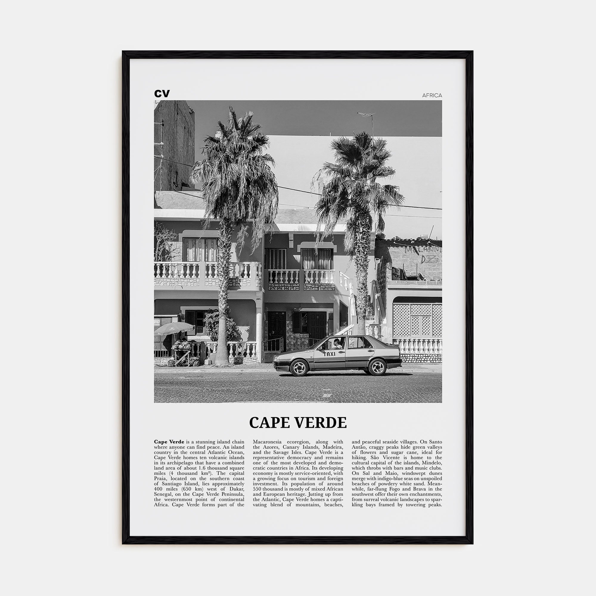 Cape Verde Travel B&W No 2 Poster