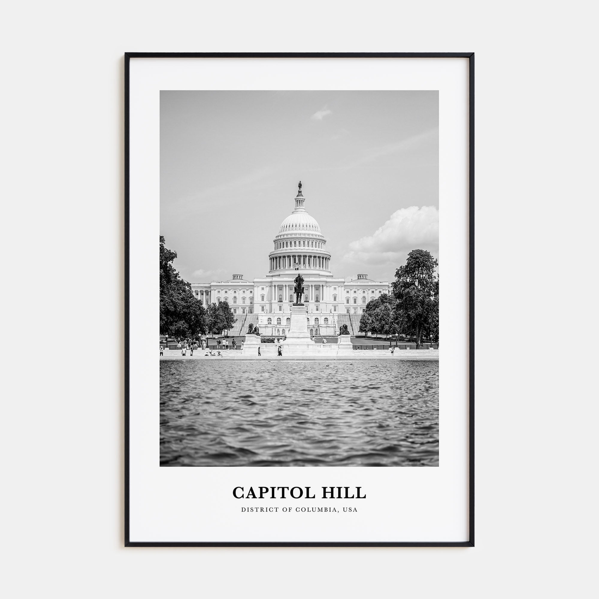 Capitol Hill Portrait B&W Poster