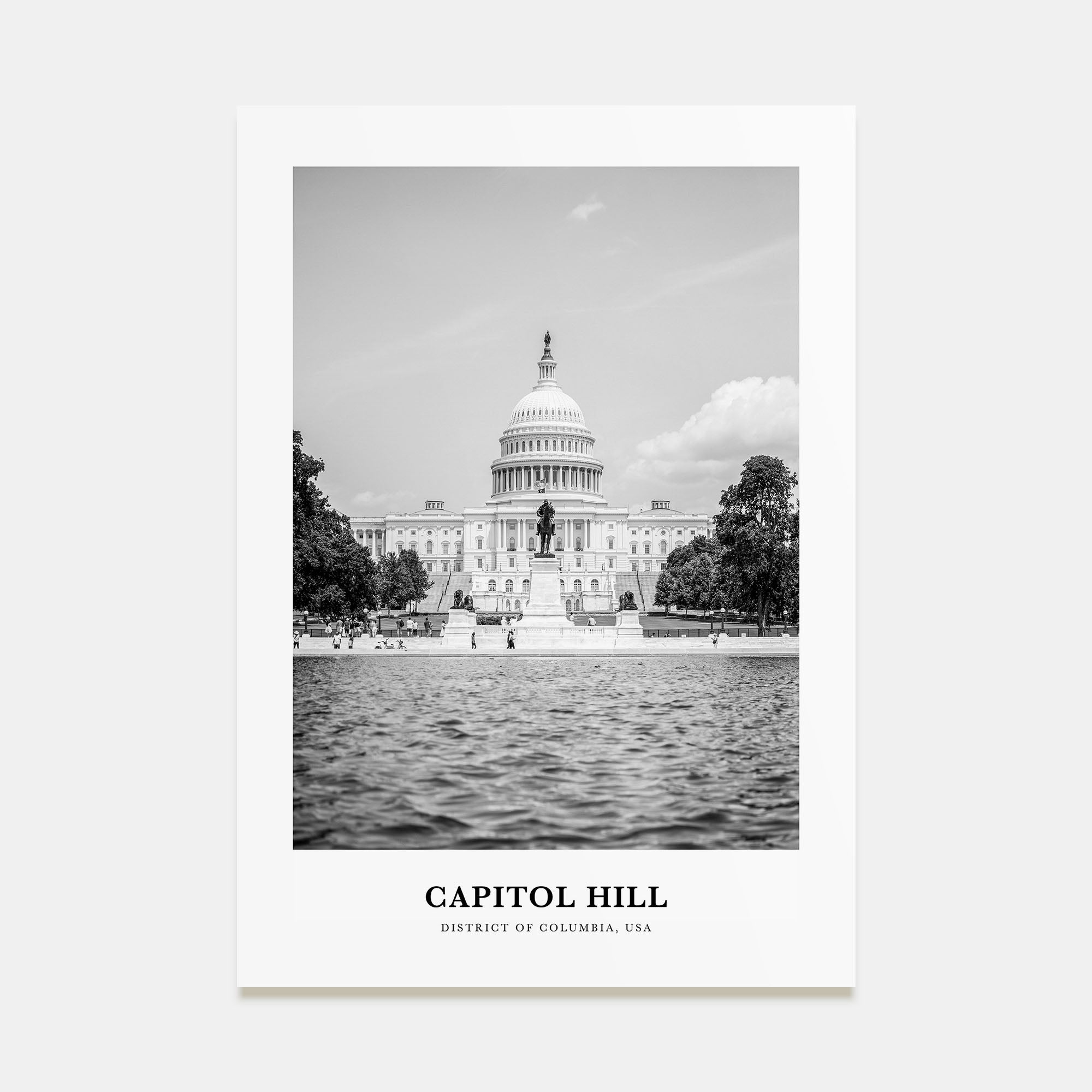 Capitol Hill Portrait B&W Poster