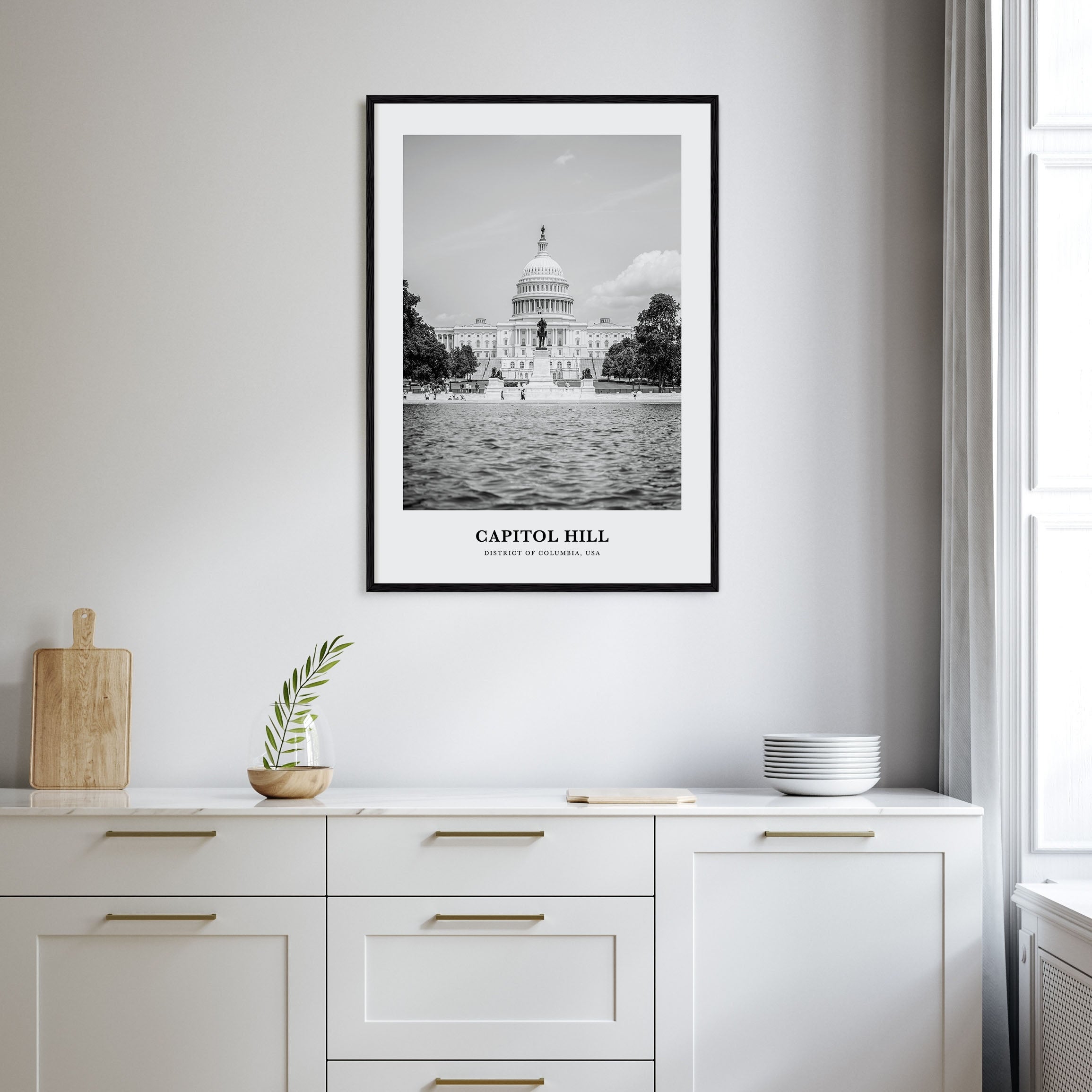 Capitol Hill Portrait B&W Poster
