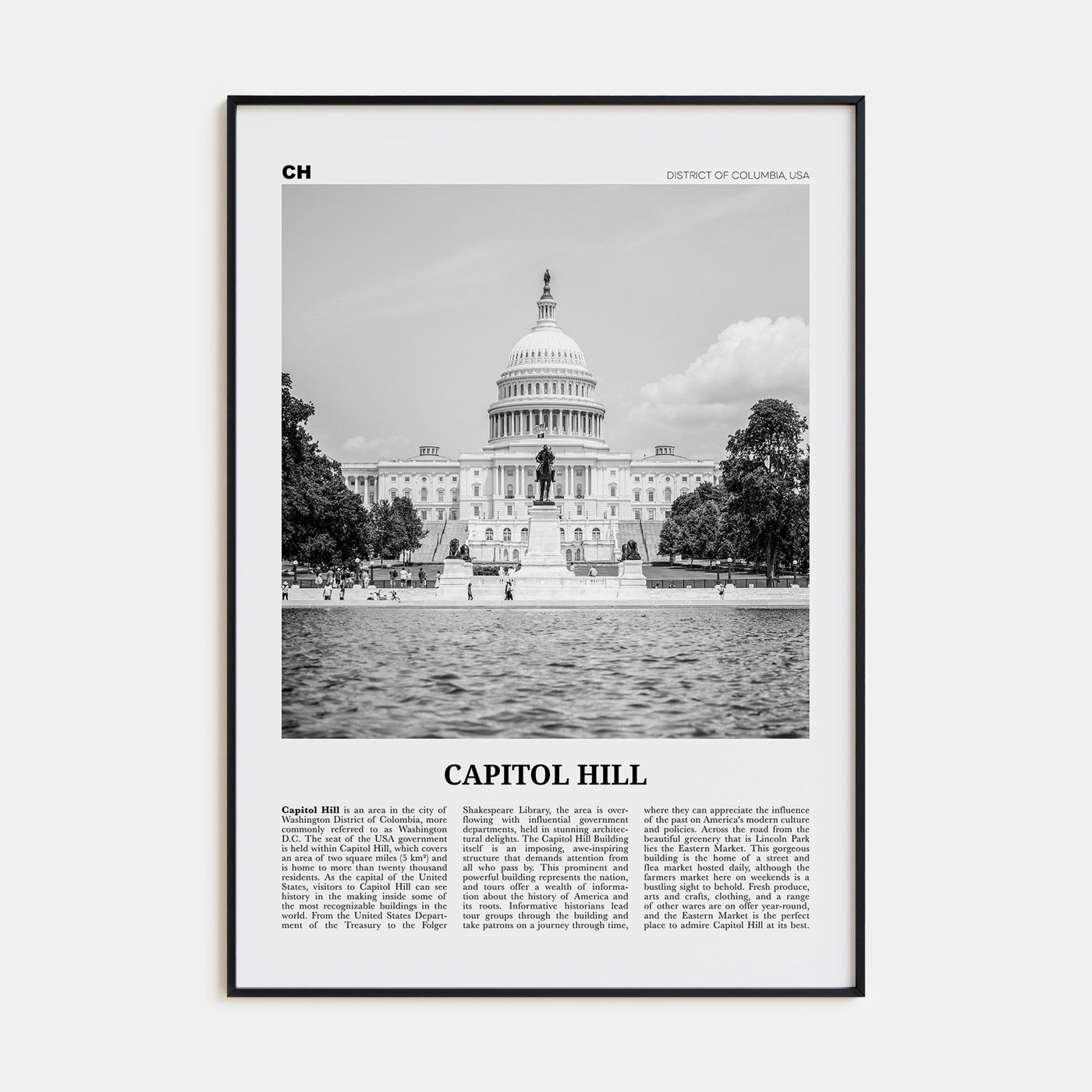 Capitol Hill Travel B&W Poster
