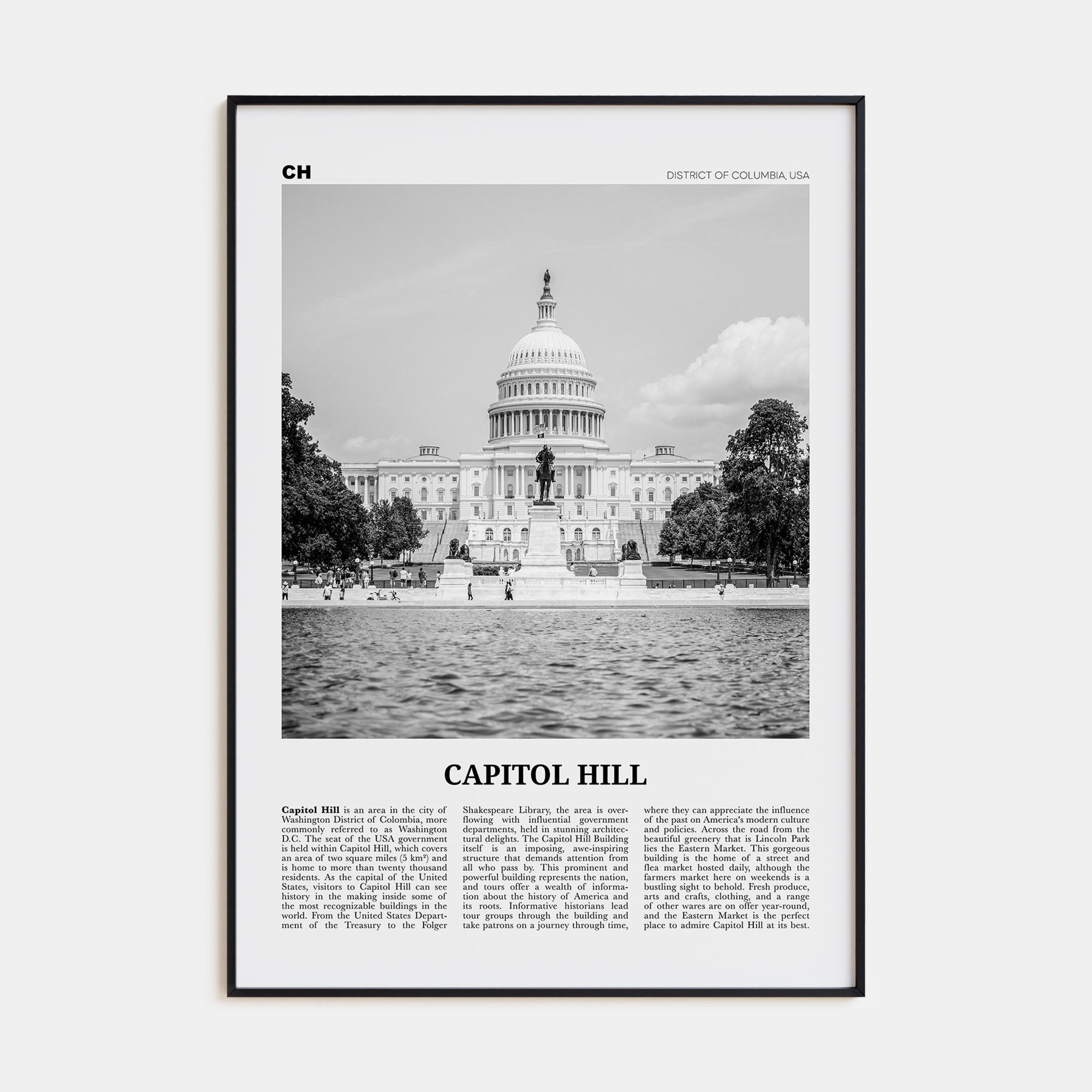 Capitol Hill Travel B&W Poster