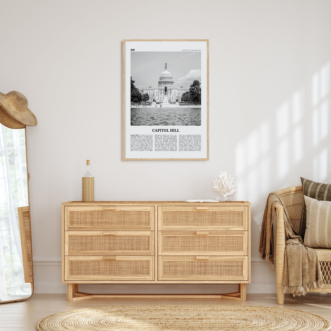 Capitol Hill Travel B&W Poster