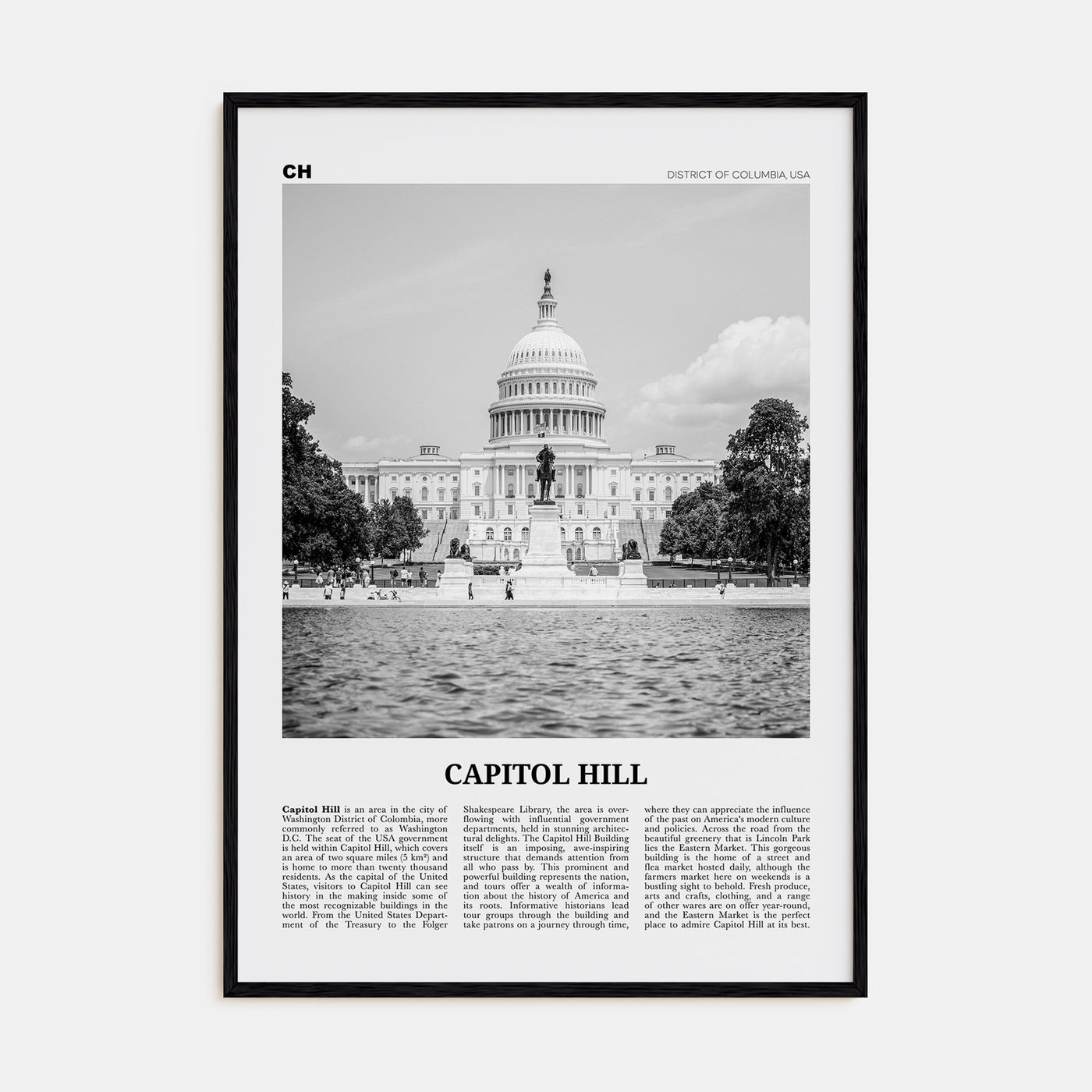 Capitol Hill Travel B&W Poster