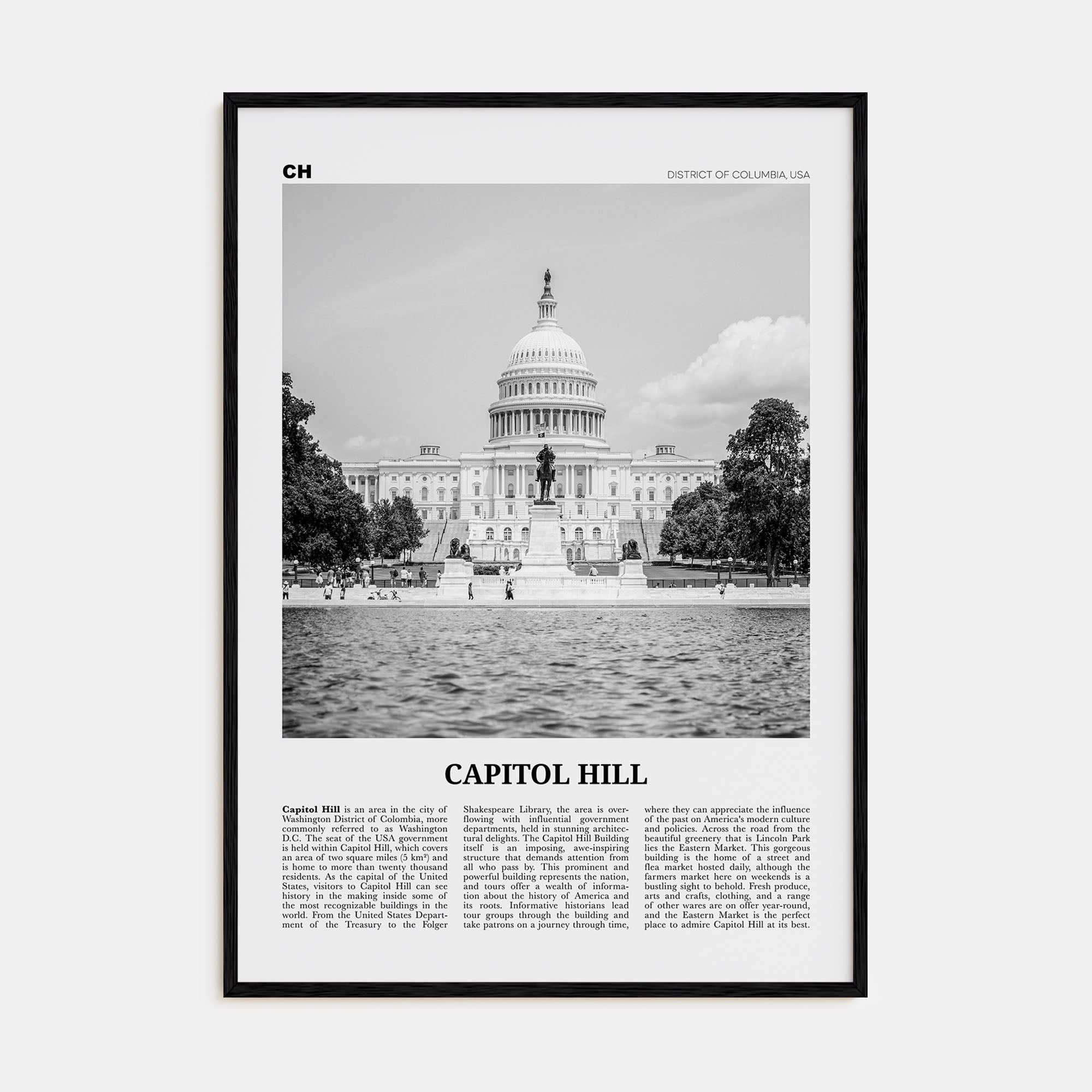 Capitol Hill Travel B&W Poster