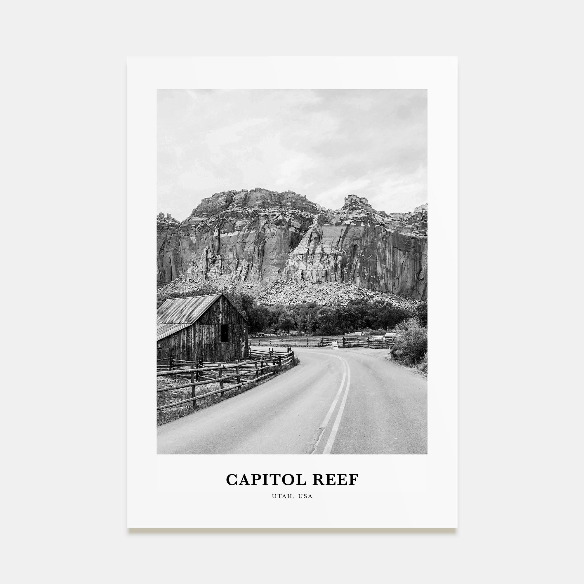 Capitol Reef National Park Portrait B&W Poster
