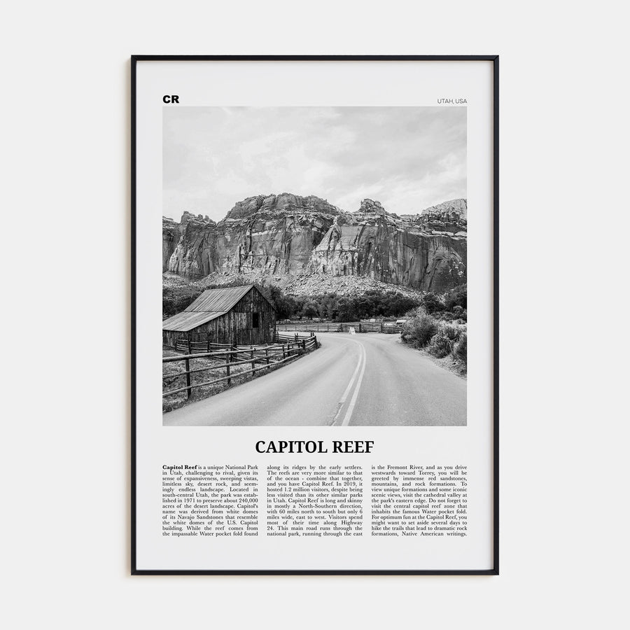 Capitol Reef National Park Travel B&W Poster