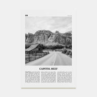 Capitol Reef National Park Travel B&W Poster