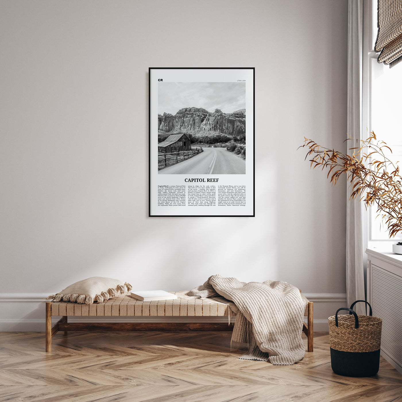 Capitol Reef National Park Travel B&W Poster