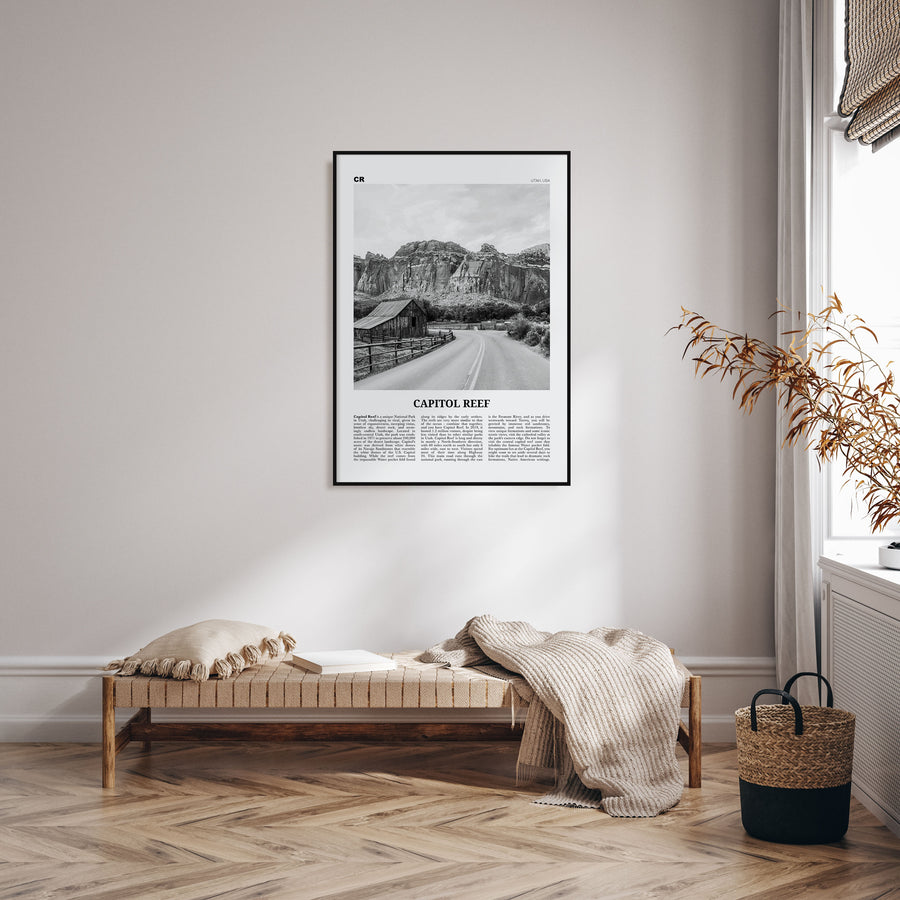 Capitol Reef National Park Travel B&W Poster