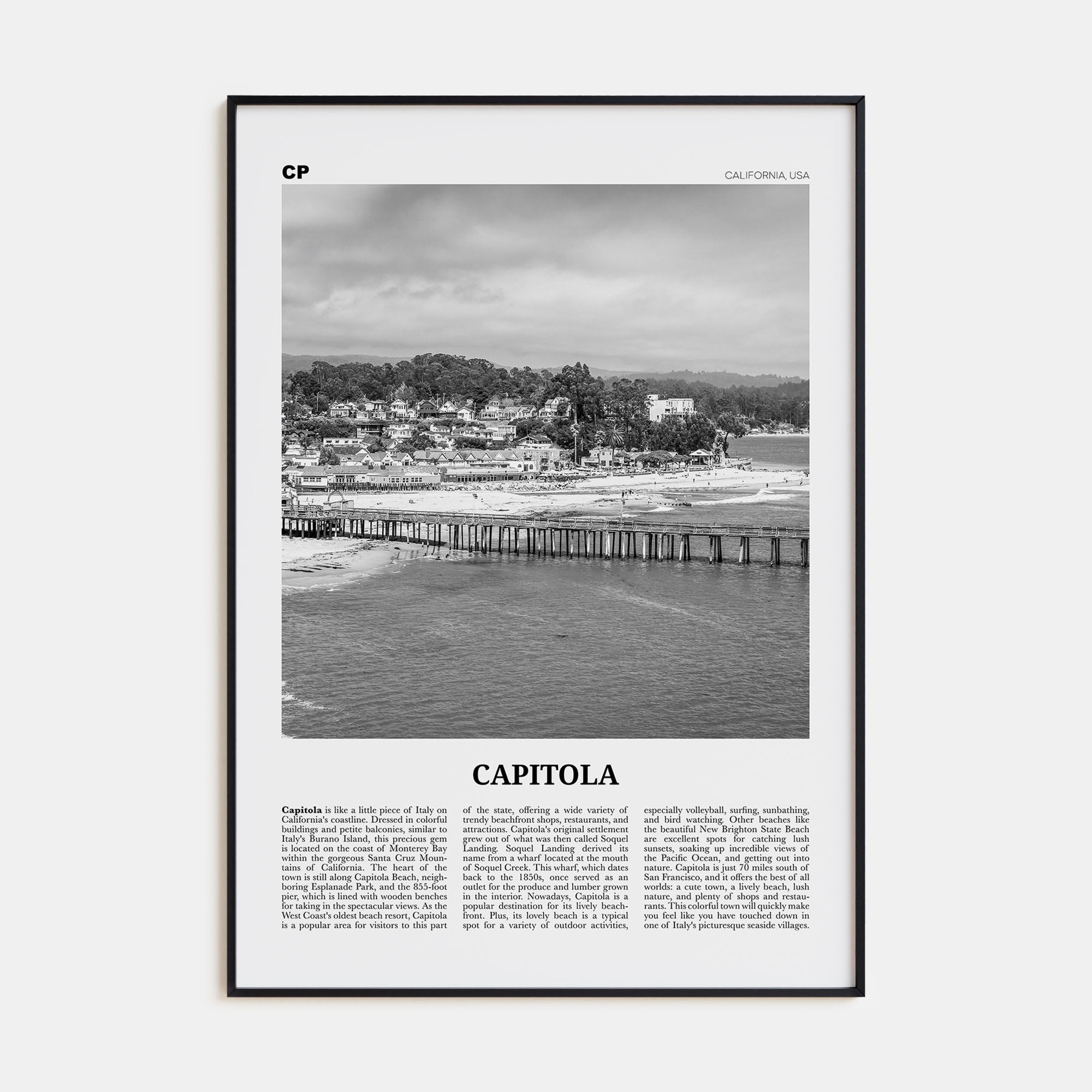 Capitola Travel B&W Poster