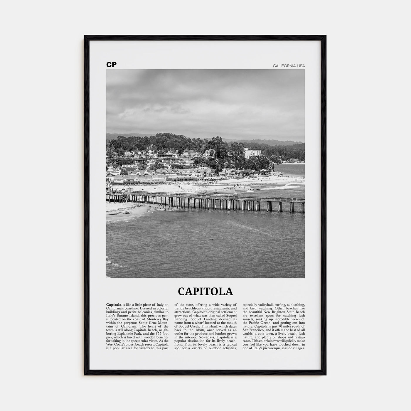 Capitola Travel B&W Poster