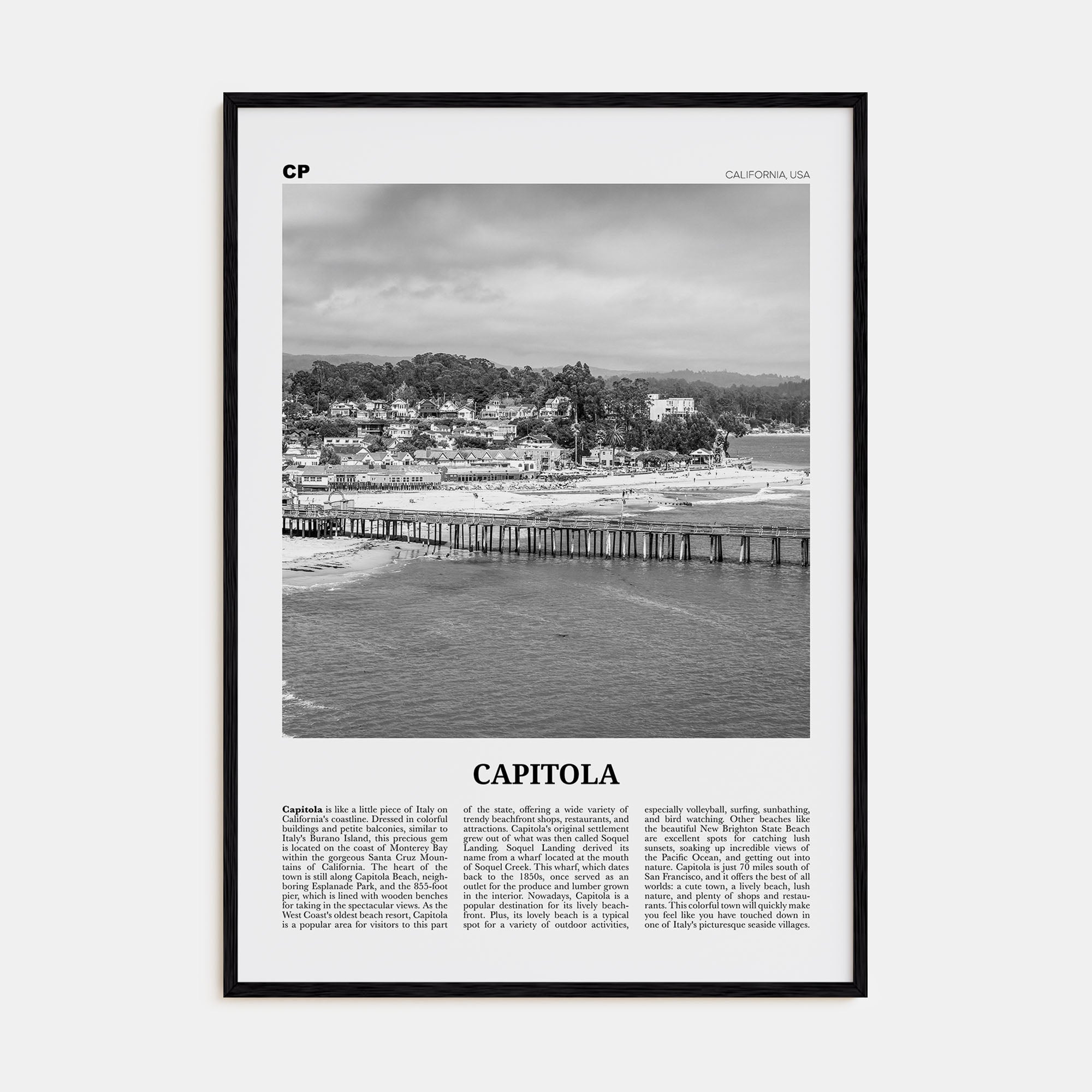 Capitola Travel B&W Poster