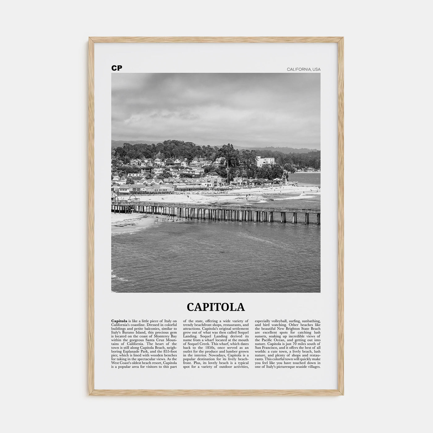 Capitola Travel B&W Poster