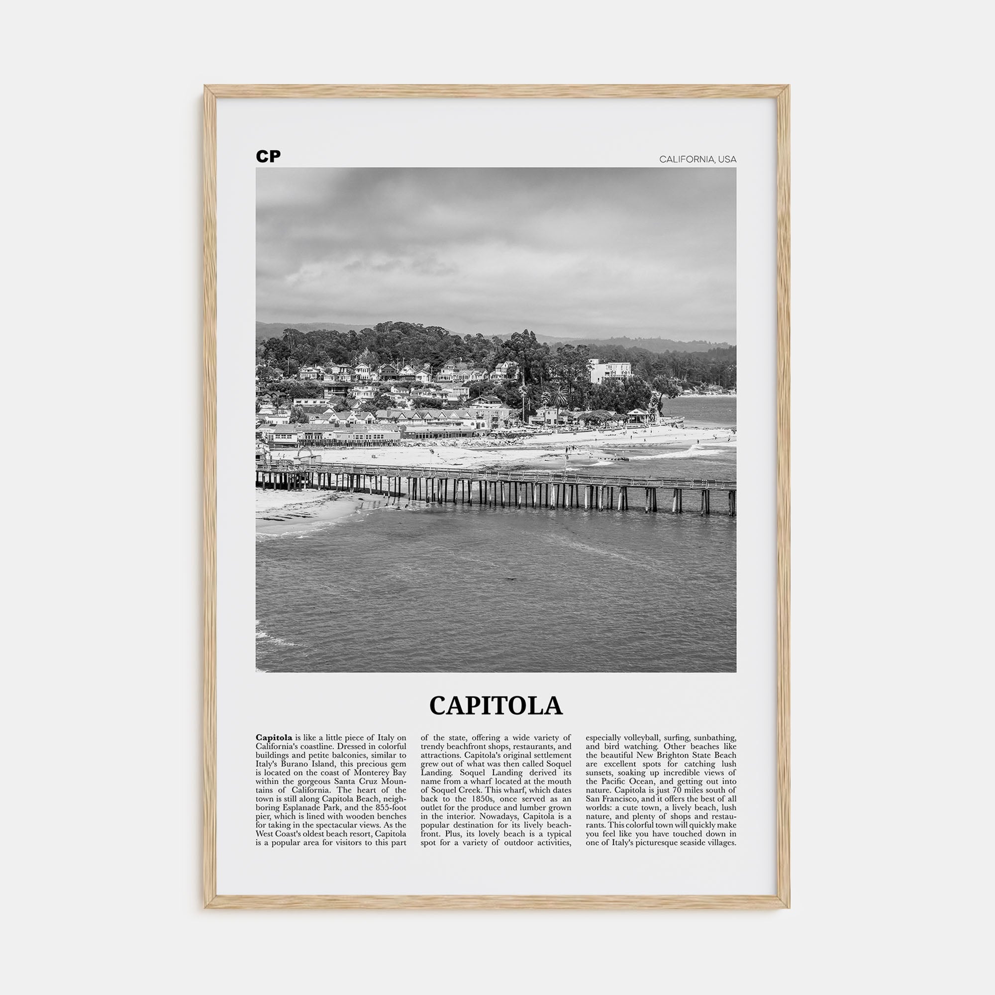 Capitola Travel B&W Poster