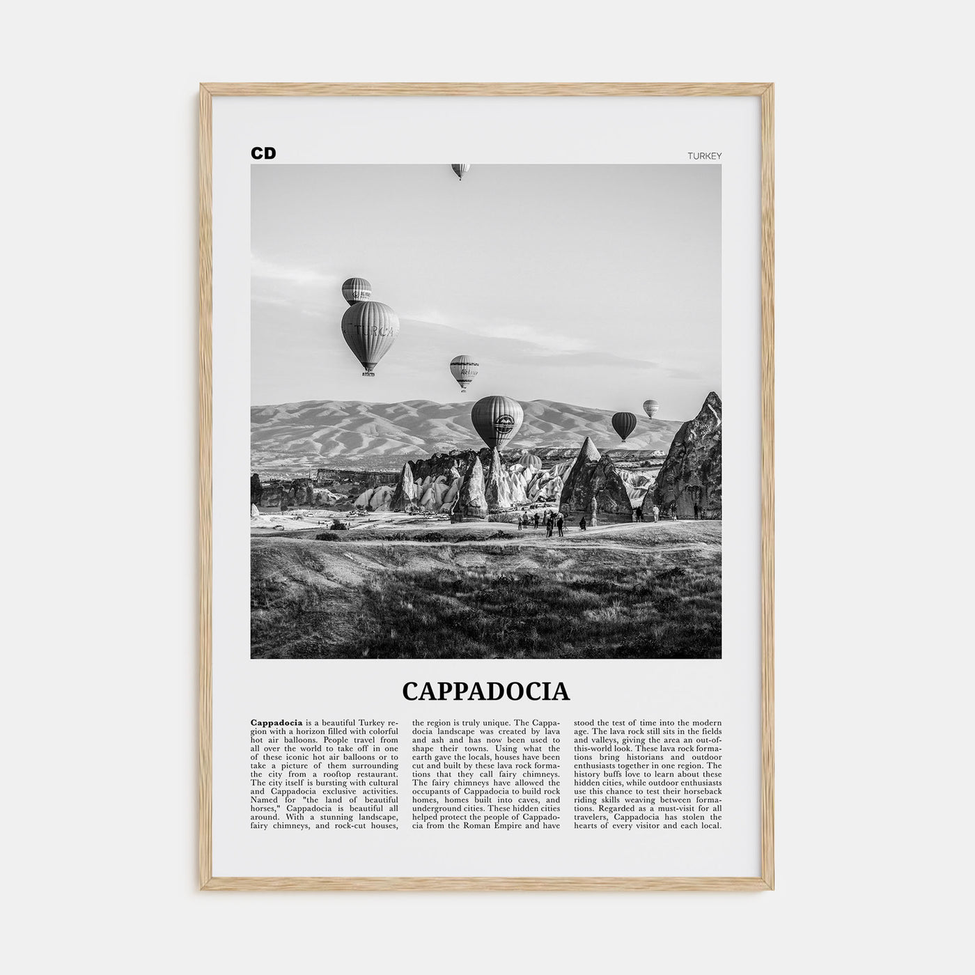 Cappadocia Travel B&W Poster