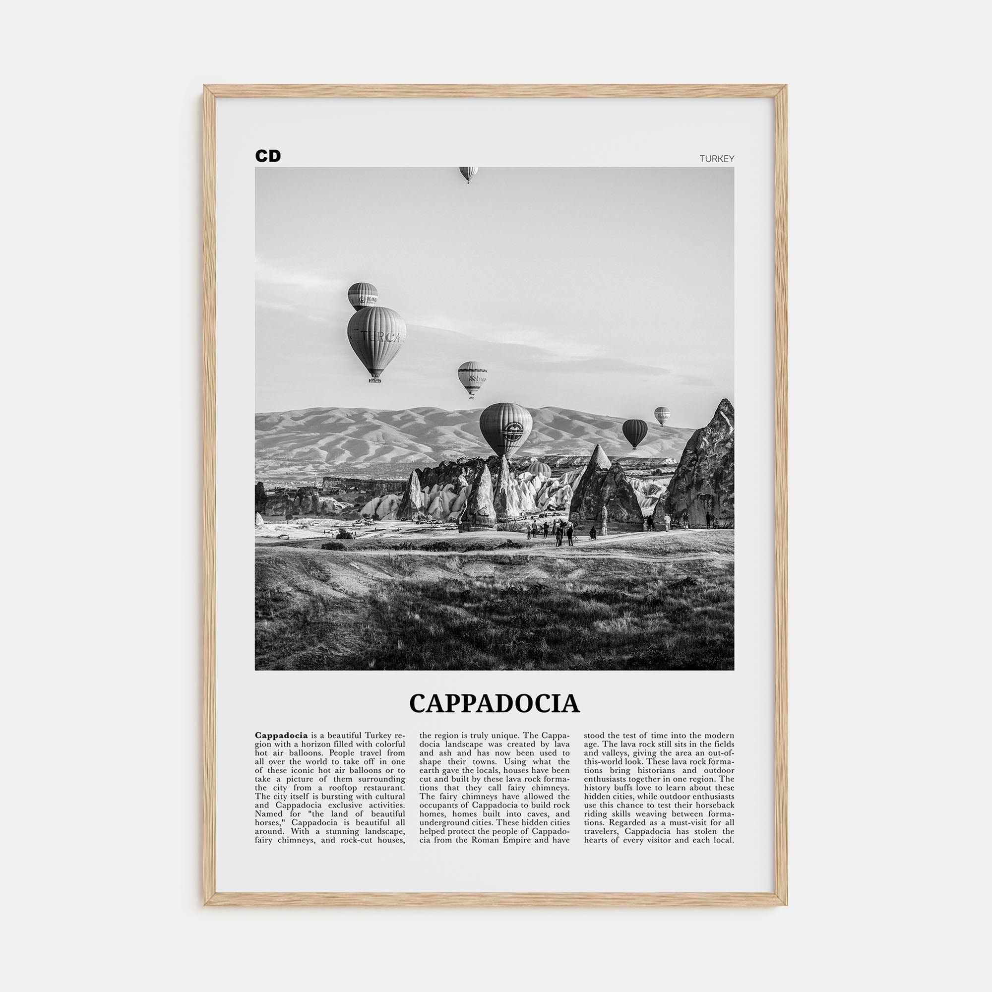 Cappadocia Travel B&W Poster