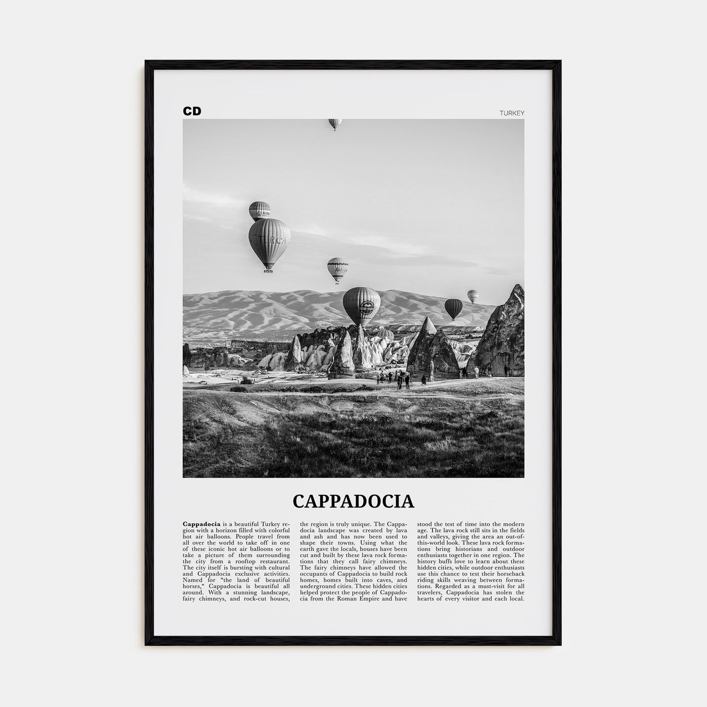 Cappadocia Travel B&W Poster