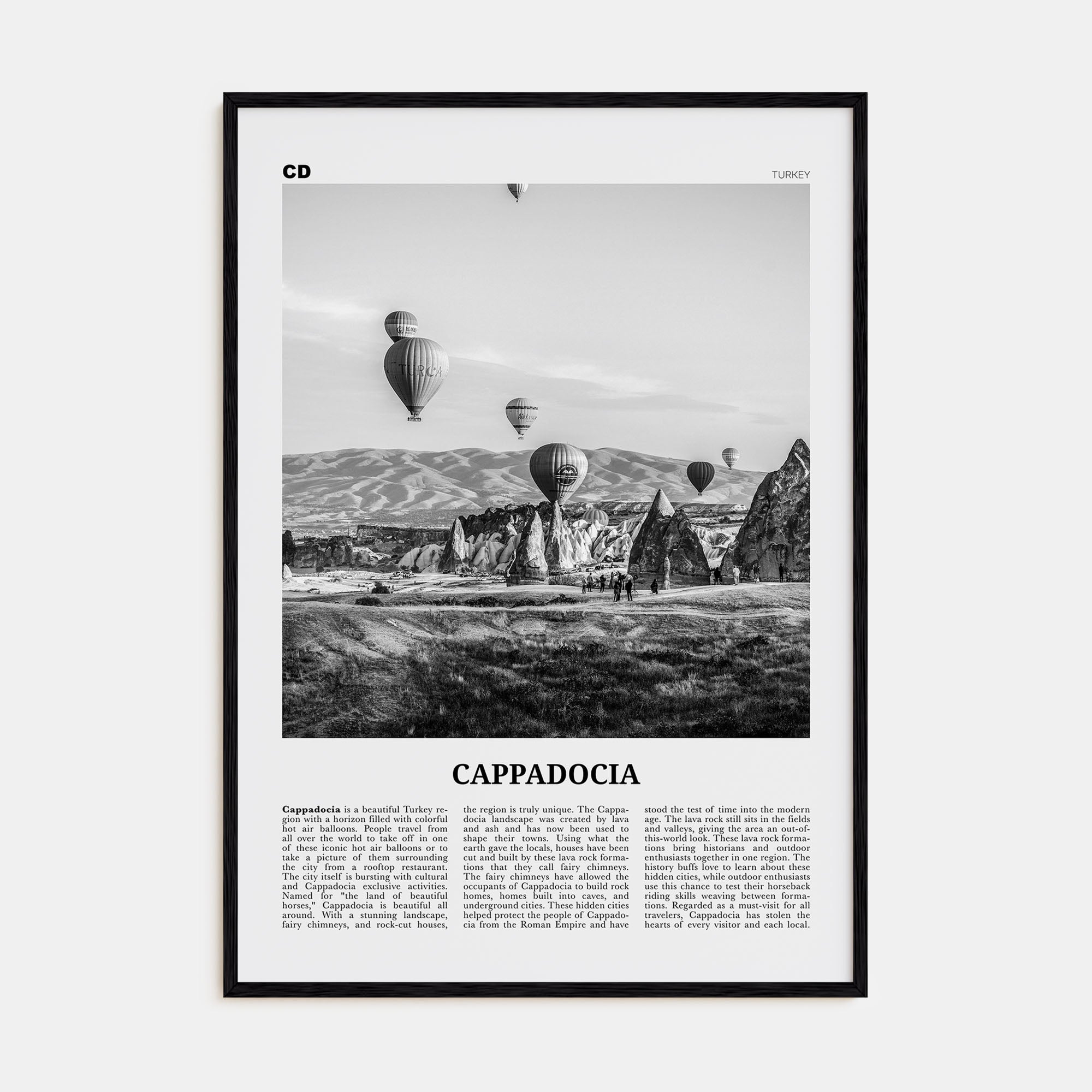 Cappadocia Travel B&W Poster