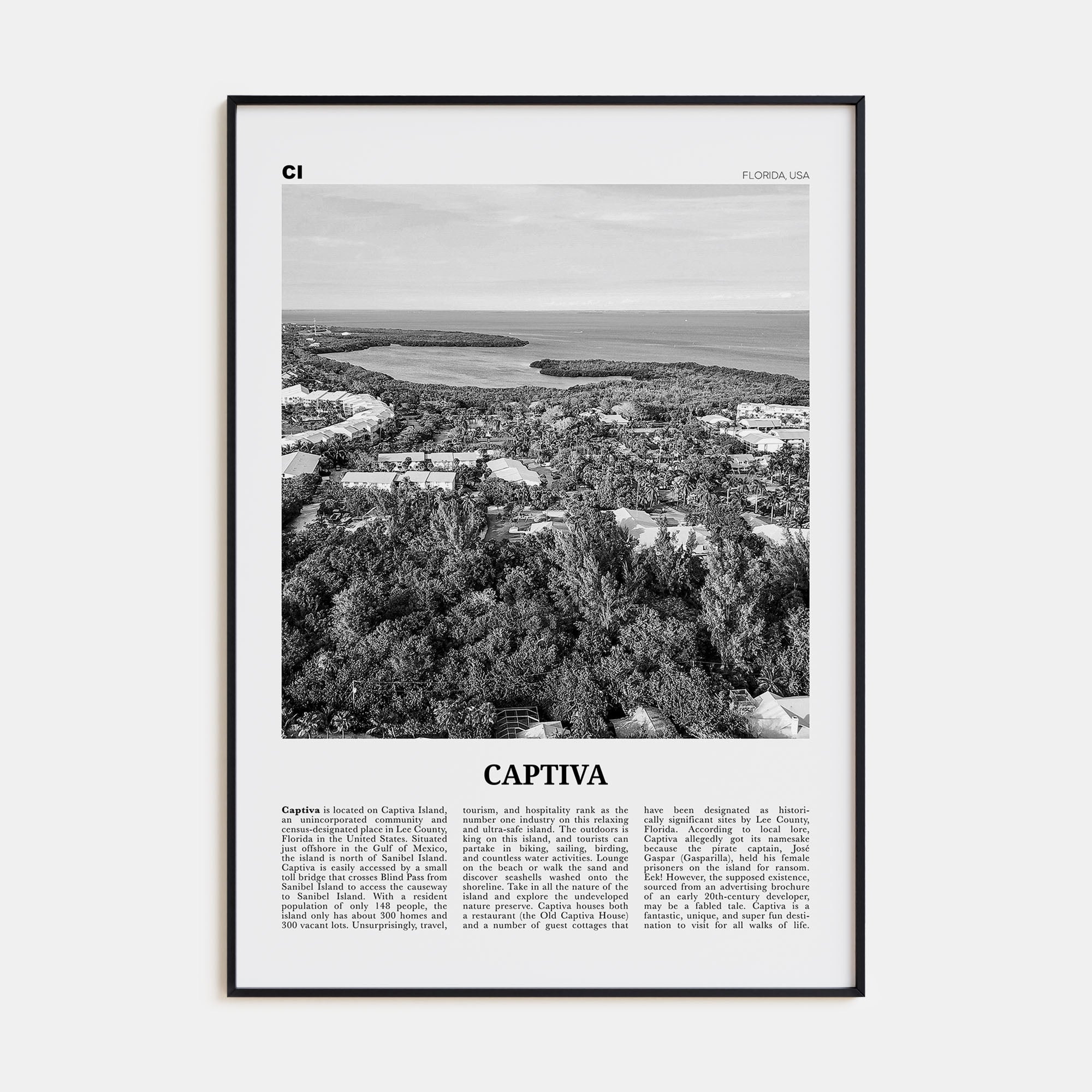 Captiva Travel B&W No 2 Poster