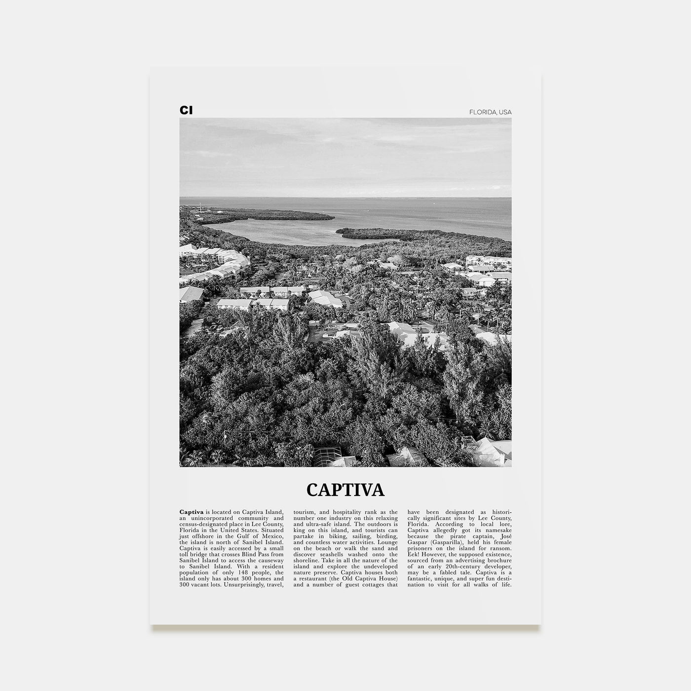 Captiva Travel B&W No 2 Poster