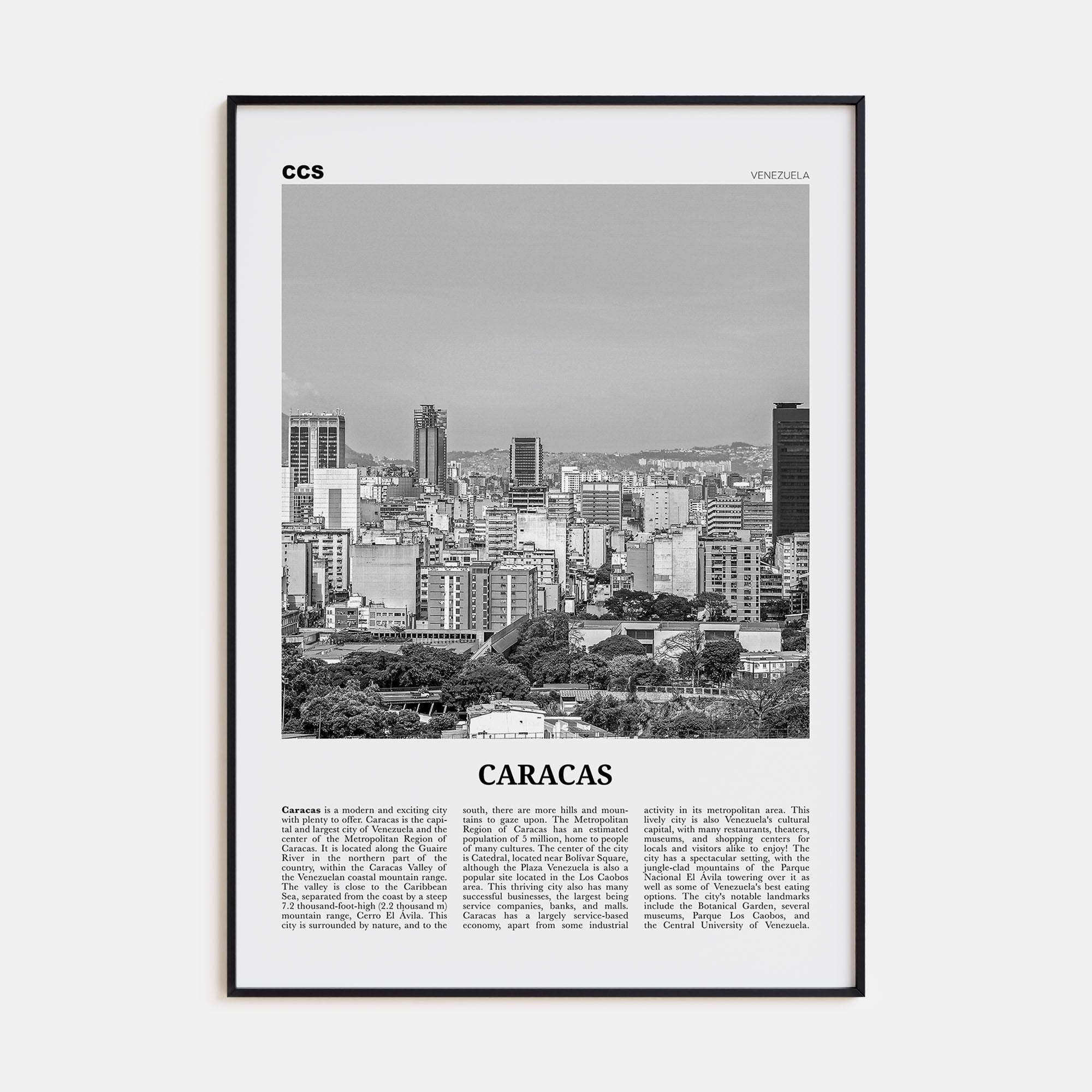 Caracas Travel B&W No 1 Poster