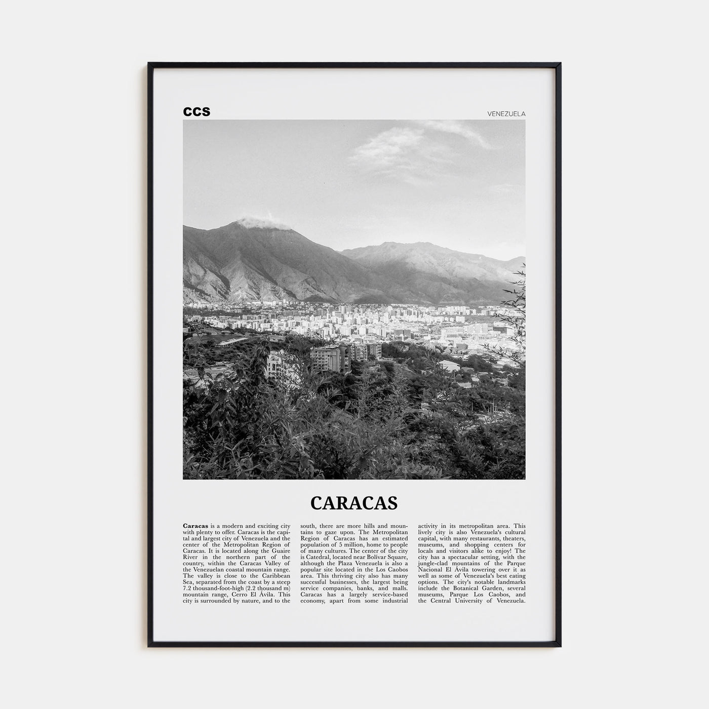 Caracas Travel B&W No 2 Poster