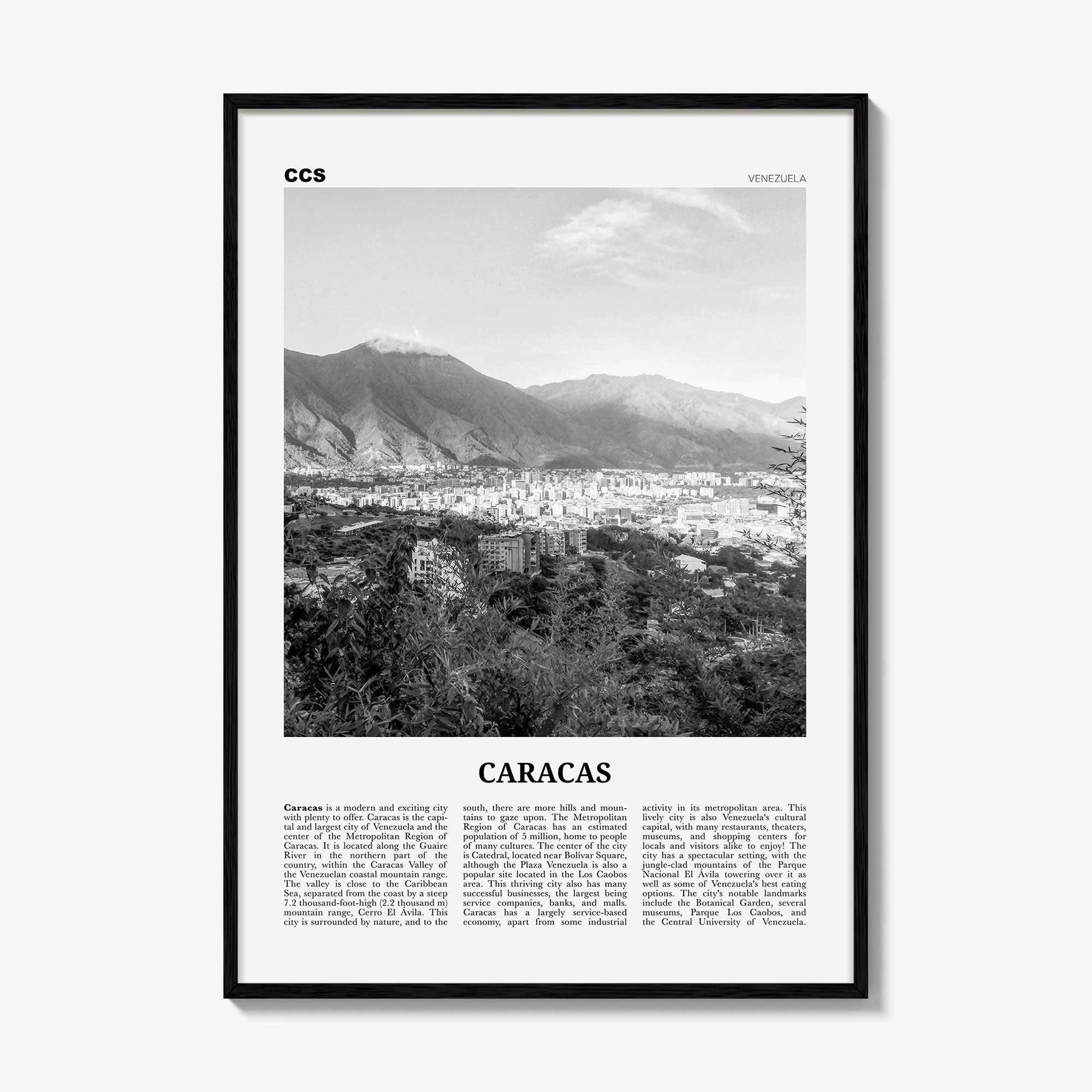 Caracas Print Black and White No 2, Caracas Wall Art, Caracas Poster, Caracas Photo, Caracas Decor, Venezuela, Santiago de León