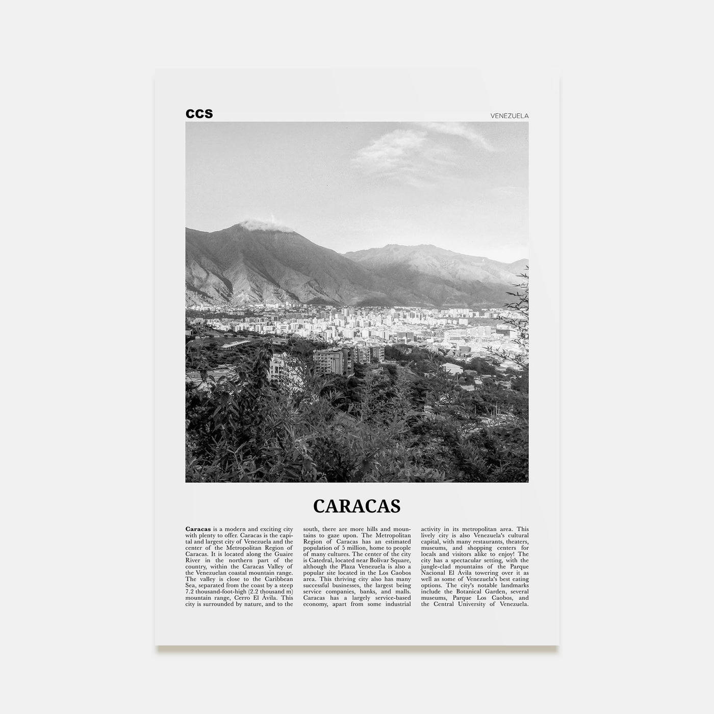 Caracas Travel B&W No 2 Poster