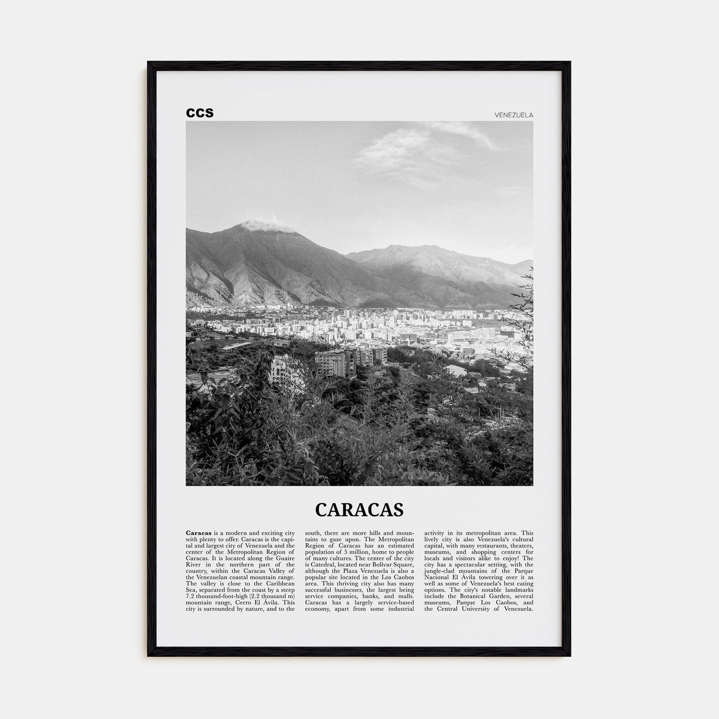 Caracas Travel B&W No 2 Poster