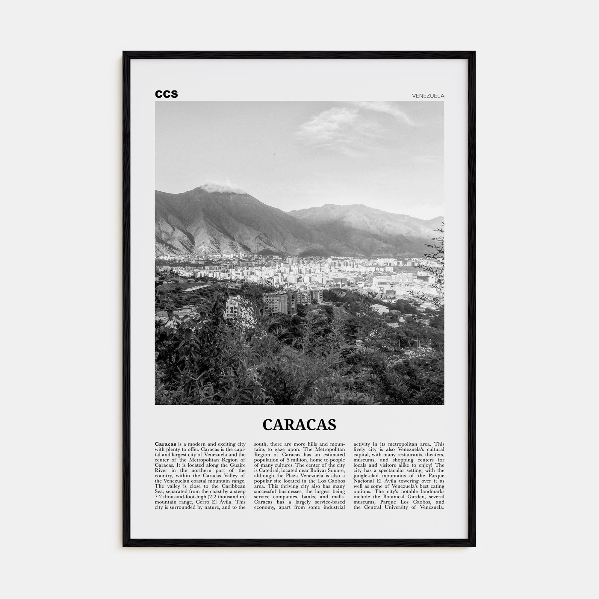Caracas Travel B&W No 2 Poster