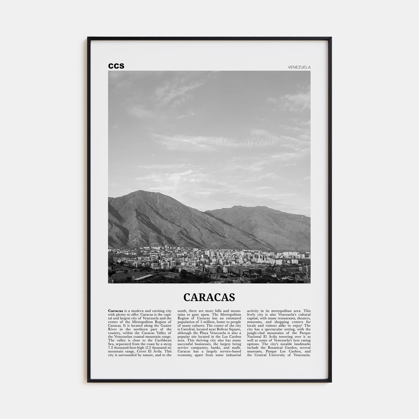 Caracas Travel B&W No 4 Poster