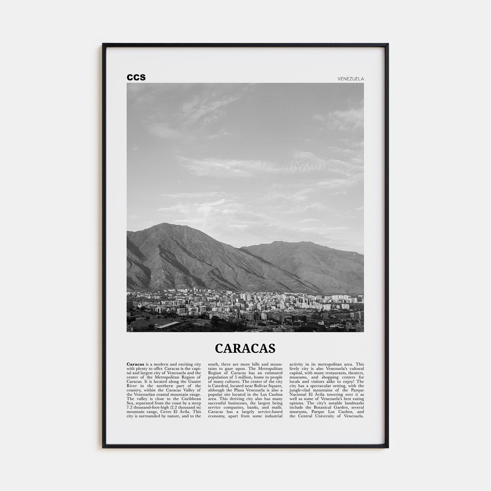 Caracas Travel B&W No 4 Poster