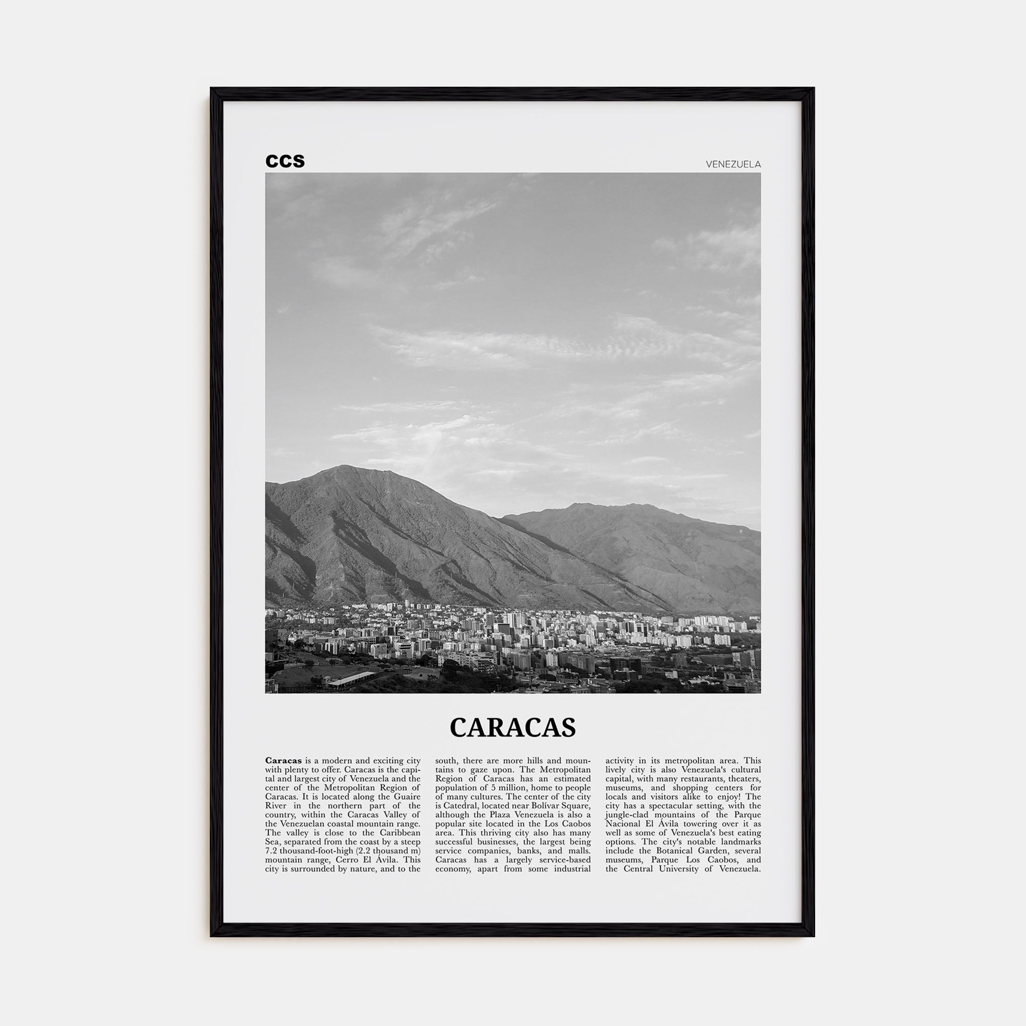 Caracas Travel B&W No 4 Poster