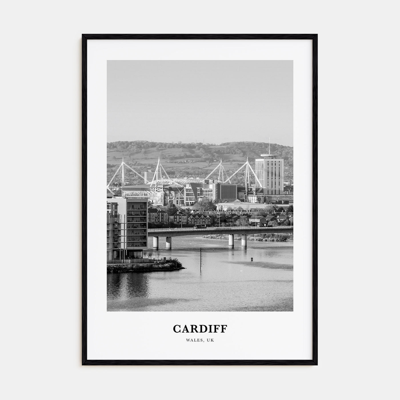 Cardiff Portrait B&W Poster