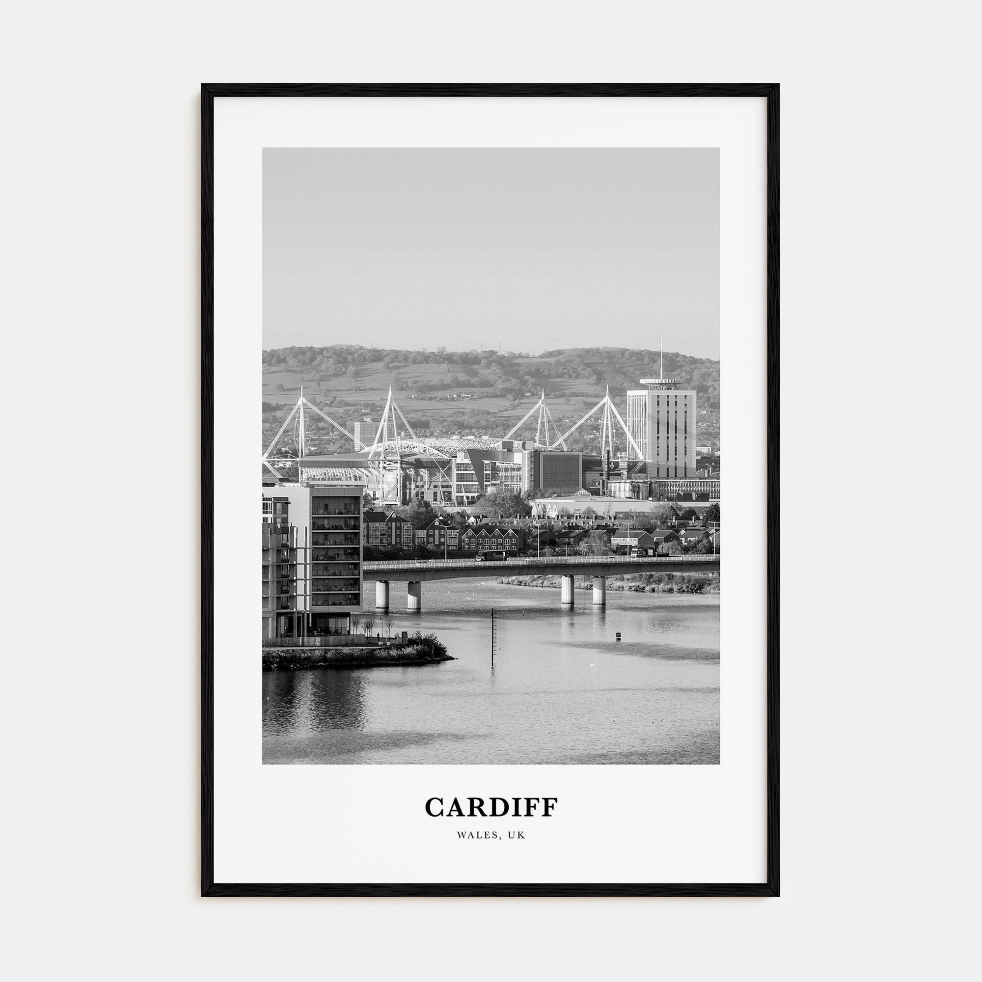 Cardiff Portrait B&W Poster