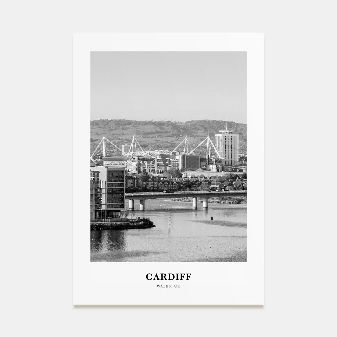 Cardiff Portrait B&W Poster